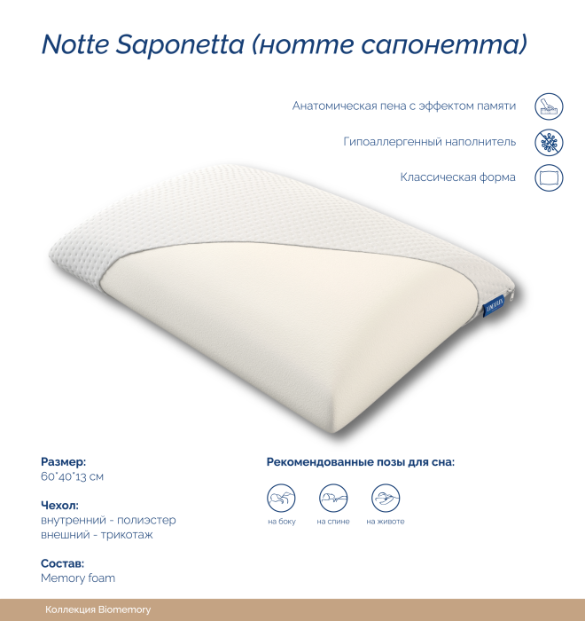 Подушки, Подушка Notte Saponetta 40x60см