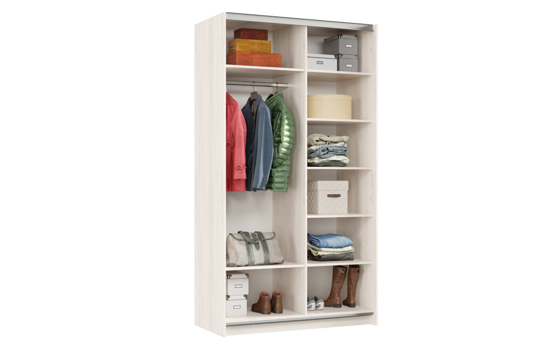 Шкафы-купе 2-х дверные, Шкаф-купе Smart 1222 2х дверный (фасады ЛДСП/зеркало) профиль серебро