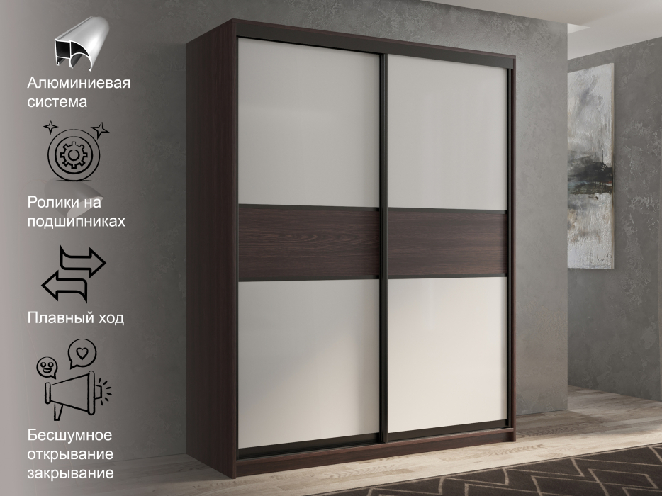 Шкафы-купе 2-х дверные, Шкаф-купе 2х дверный Кааппи 11 160х45