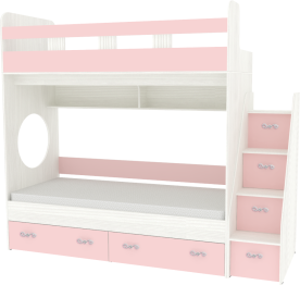 Двухъярусная кровать Юниор 1 Люкс 80x160, Белое Дерево