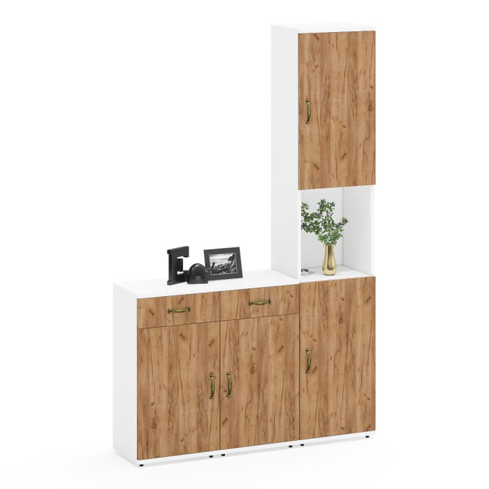 Домашние кабинеты, Две тумбы с ящиком и дверкой и пенал для рабочего кабинета Лидер-8