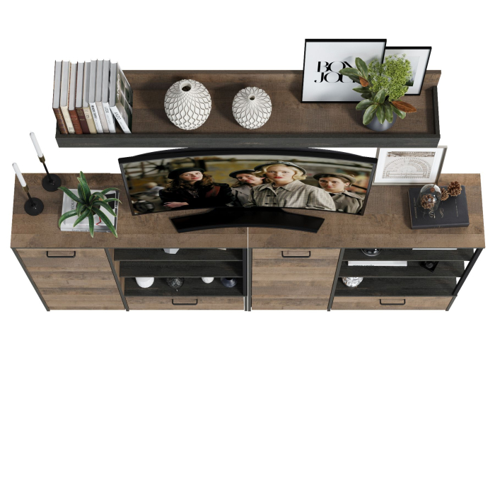 Стенки для гостиной, Два комода с дверками и ящиками и навесная полка Трувор