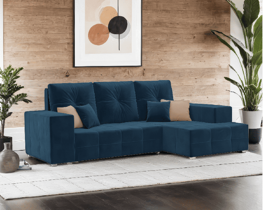 Диваны угловые в гостиную, Диван угловой Монреаль Правый угол (Велюр)