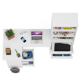 Стеллаж-комод Мори МСТ600 3 ящика и стол угловой компьютерный МС-16 левый