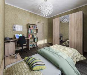 Шкаф-купе (1768) Палермо СБ-2060  с Кито набор Дуб Сонома 2D/Текстиль