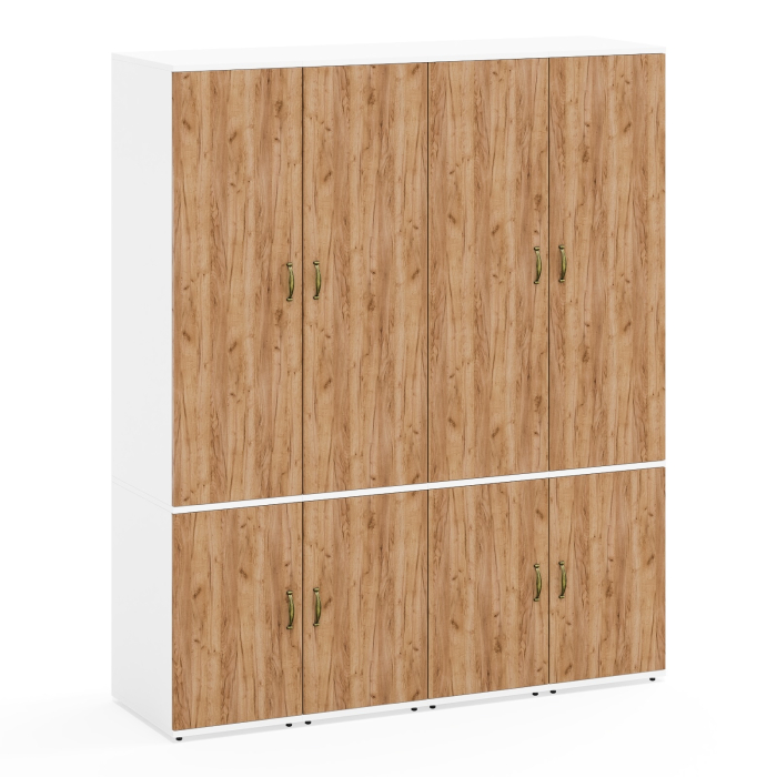 Шкафы распашные, Мебельная стенка из четырёх узких шкафов с вешалкой для одежды и полкой Лидер-8