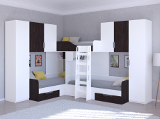 Для подростков, Кровать двухъярусная Трио/3 Белый