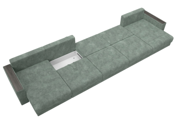 Диван П-образный с декором Лига-049 НПБ Мегалонг, велюр BRUT