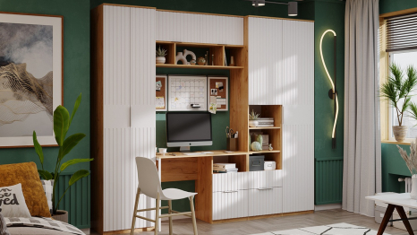 Шкаф для белья Хилтон исп. 2, дуб крафт золотой, белый матовый