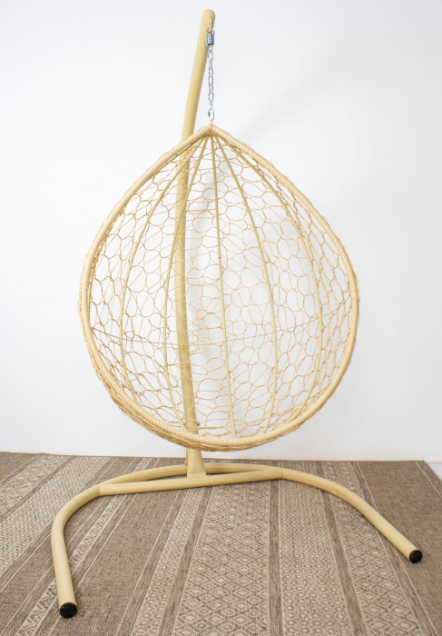Подвесные кресла, Подвесное кресло КАПЛЯ с ротангом бежевое