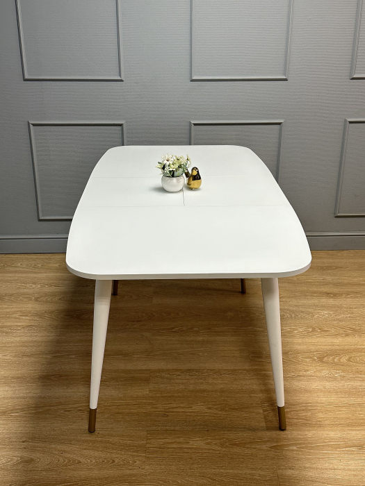 Обеденные столы, Стол Kenner K1200 раздвижной, стекло белое сатин