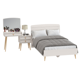 Кровать полутораспальная 1200 Афина и косметический столик с зеркалом на высоких ножках