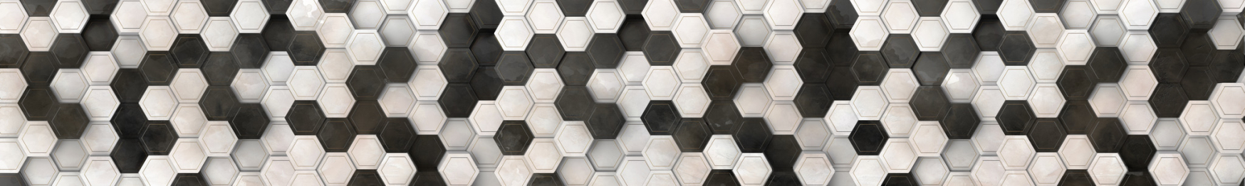 Кухонный фартук Соты черное&белое 3000x600x1.5 мм глянец