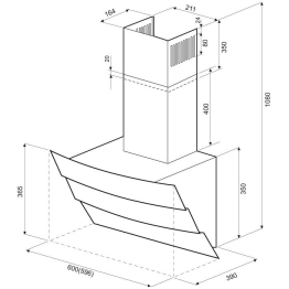 Вытяжка кухонная INGA 600 black push button