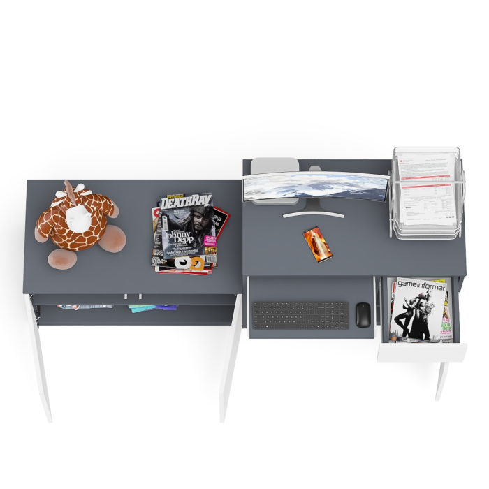 Прямые компьютерные столы, Тумба Мори МА900-1 и стол компьютерный Мори МС-1 правый