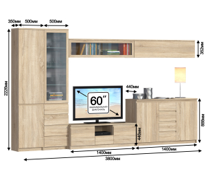 Гостиная Веста Дуб Сонома L-3800
