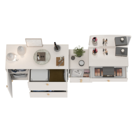 Трюмо с зеркалом на ножках Афина и комод с дверкой и тремя ящиками на ножках