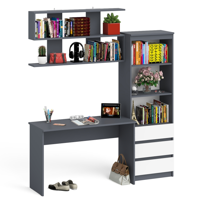Прямые компьютерные столы, Стеллаж-комод Мори с письменным столом на 1200 и навесной полкой на 1200