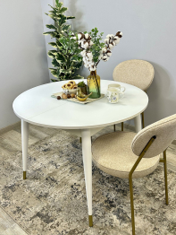 Стол Kenner K1000 раздвижной, стекло белое сатин