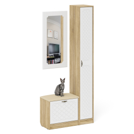 Обувница с сиденьем зеркало и пенал П-6 МДФ фрезеровка ромб