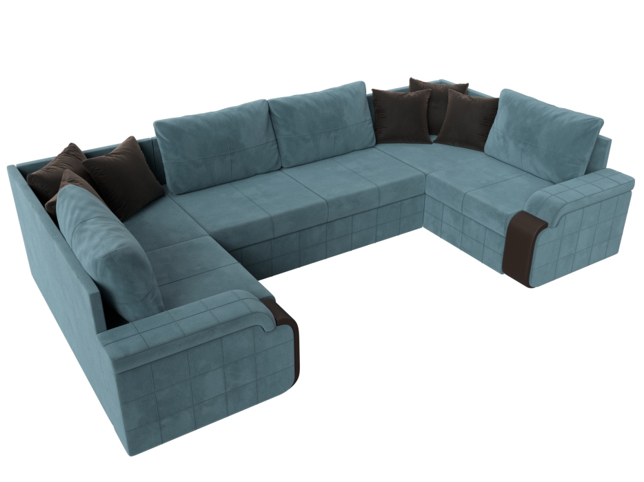 Диваны с ящиком для белья, П-образный диван Николь, велюр / экокожа