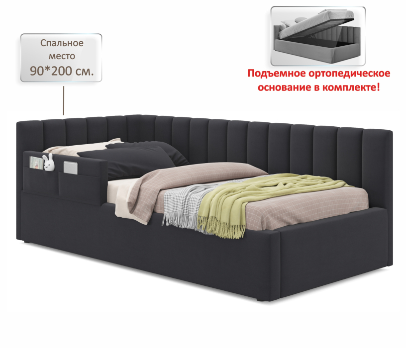 Детские кровати, Мягкая кровать Milena с бортиком 900 с подъемным механизмом