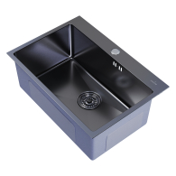 Кухонные мойки, Мойка настол.монтаж 65х45 (3,0) вып 3 1/2  MIXLINE PRO 22см с сифоном (черный графит)