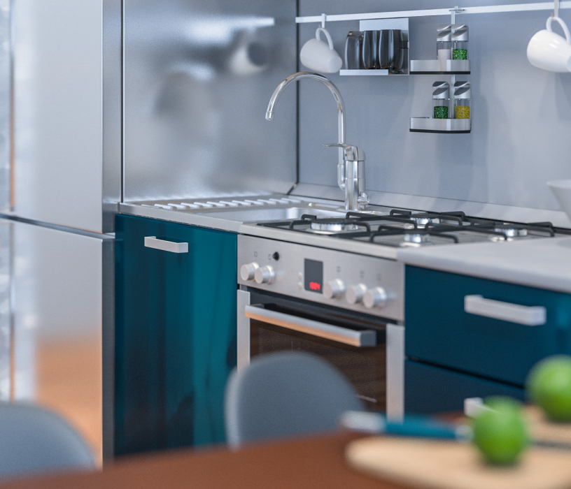 Кухонные гарнитуры, Кухонный гарнитур Регина 1,8м Аквамарин с витриной