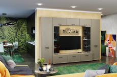 Стенки для гостиной, Модульная гостиная Грейс композиция 6  Гикори Джексон Светлый