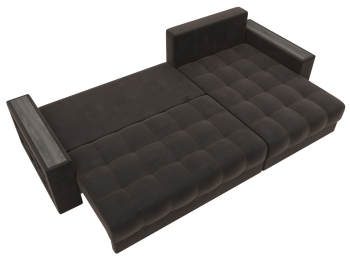 Диван угловой с декором и полкой Лига-050 НПБ, велюр SEVEN