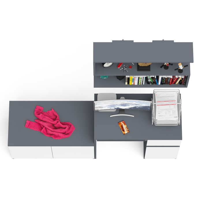 Прямые компьютерные столы, Стол компьютерный однотумбовый Мори МС-1 правый с верхней полкой 900 и тумбой