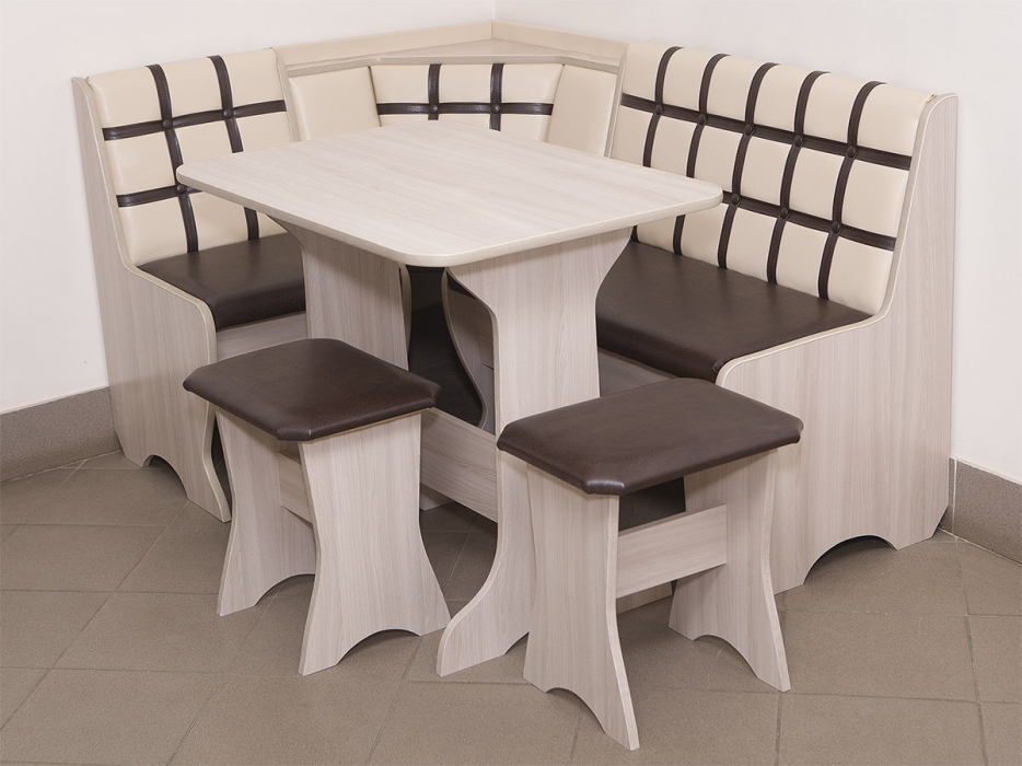 Кухонные уголки, Кухонный уголок Стиль 19Л (со столом СТ4) Ясень шимо светлый