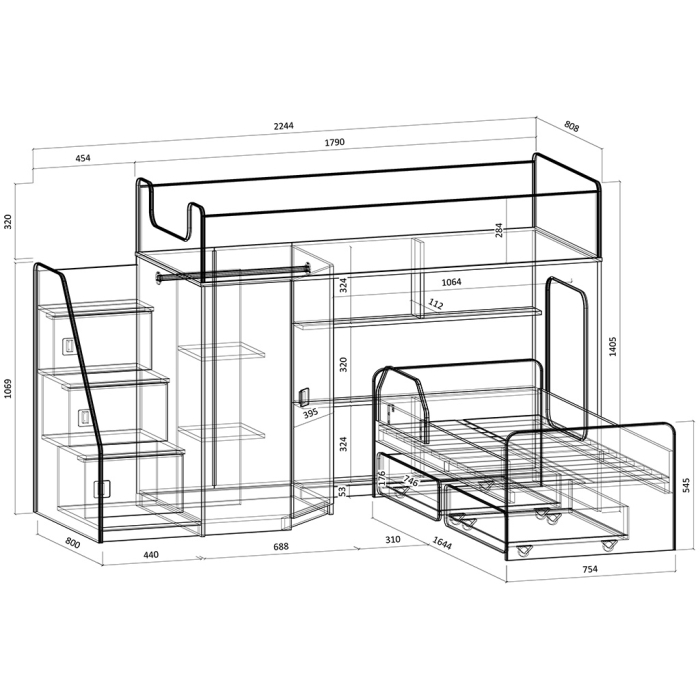 Для подростков, Двухъярусная кровать Легенда 43.2.2