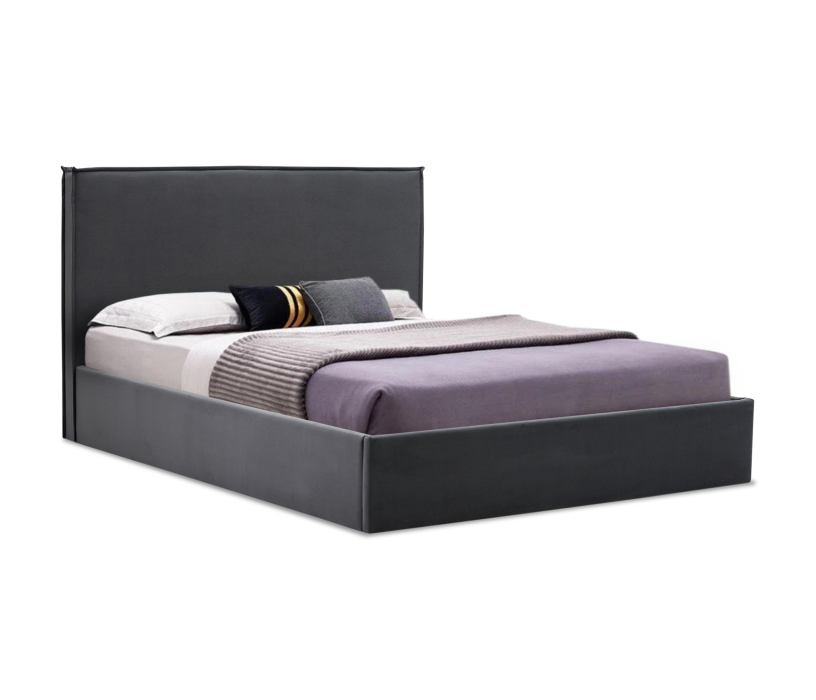 Мягкая кровать, Двуспальная кровать ЛУТОН 180х200, с подъемным механизмом, велюр