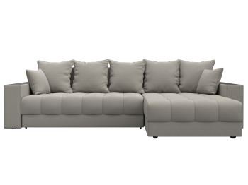 Диван угловой с декором и полкой Лига-050 НПБ, рогожка Амур