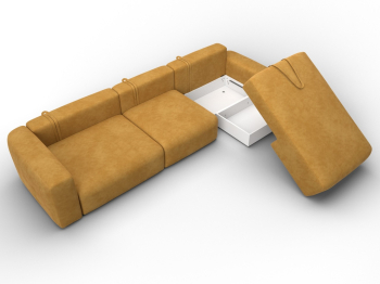 Диван угловой Лига-066 НПБ Лонг угол правый, велюр BRUT