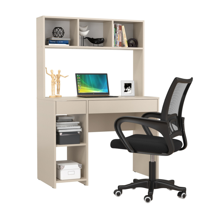 Прямые компьютерные столы, Компьютерный стол Моби Комфорт 12.77F с компьютерным креслом 103 чёрного цвета