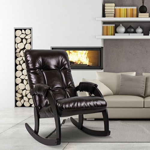 Кресла-качалки, Кресло-качалка Консул, модель 67, экокожа антик крокодил