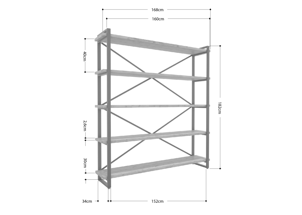 Стеллажи, Стеллаж Айсберг Лофт 160х182-2 черный