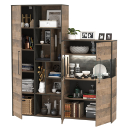 Шкаф-стеллаж с комодом с витриной с подсветкой Трувор