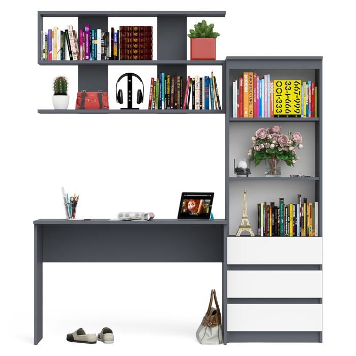 Прямые компьютерные столы, Стеллаж-комод Мори с письменным столом на 1200 и навесной полкой на 1200