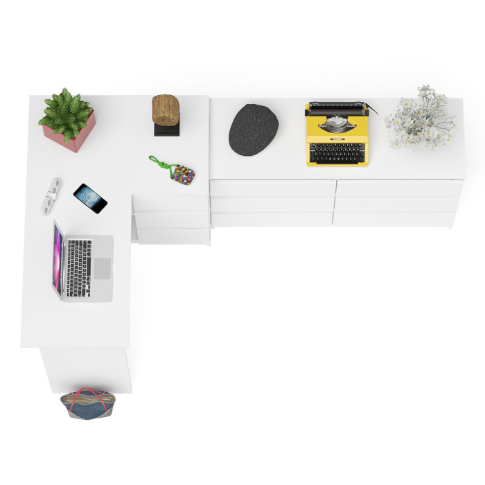 Компьютерные столы, Комод Мори 1200 6 ящиков и компьютерный угловой стол МС-16 правый