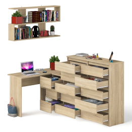 Набор мебели из углового компьютерного стола Мори МС-16 правого с книжной полкой и комода МК1200.10