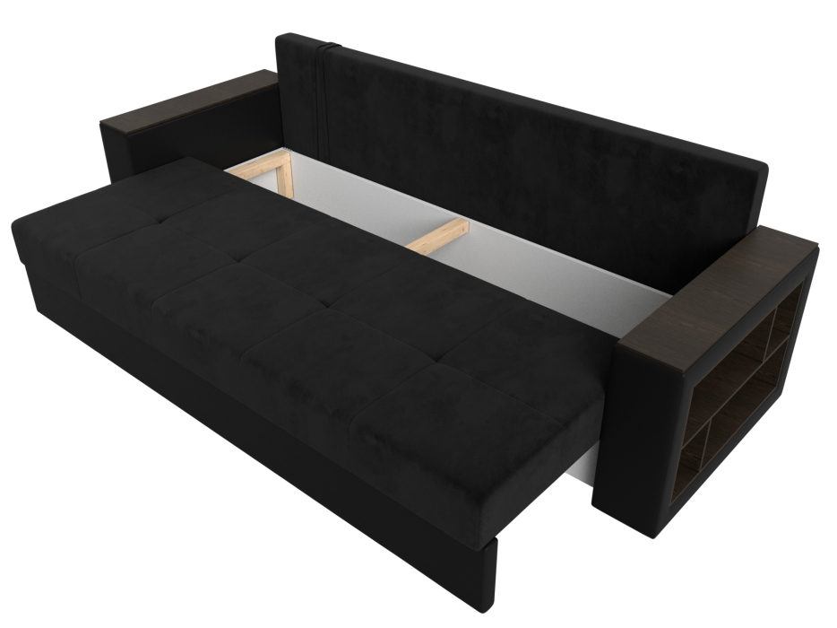 Диваны прямые, Диван прямой Дубай Лайт полки справа, велюр/экокожа