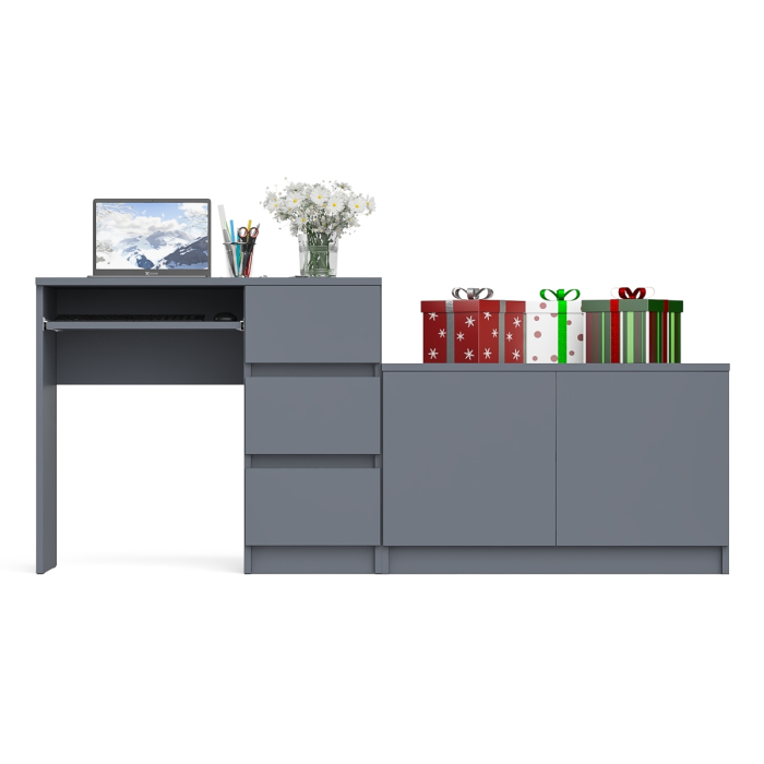 Прямые компьютерные столы, Тумба Мори МА900.1 и стол компьютерный МС-6 ящики справа