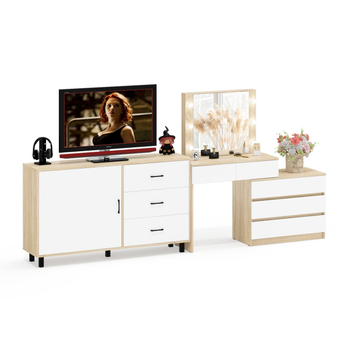 Туалетные столики, Стол-трансформер косметический с подсветкой 110 и комод-тумба три ящика 122-1504