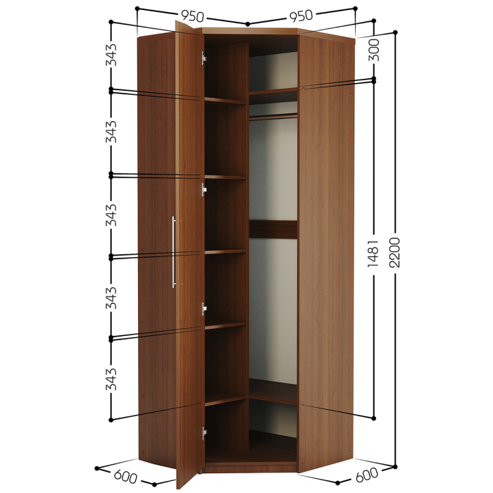 Для одежды, Шкаф угловой Мелодия МУ-12 95х95