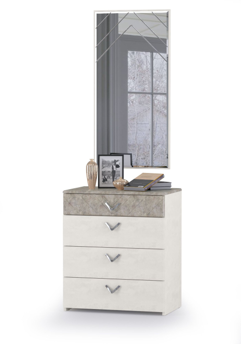 Комоды, Комод с зеркалом Амели 13.106+Зерк шёлковый камень/бетон чикаго беж