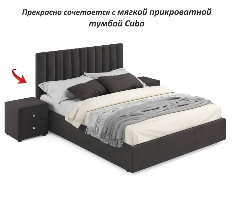 Мягкая кровать, Мягкая кровать Olivia 1600 с подъемным механизмом и матрасом ГОСТ