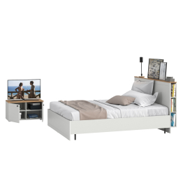 Двуспальная кровать с ортопедическим основанием и тумба двухдверная Остин